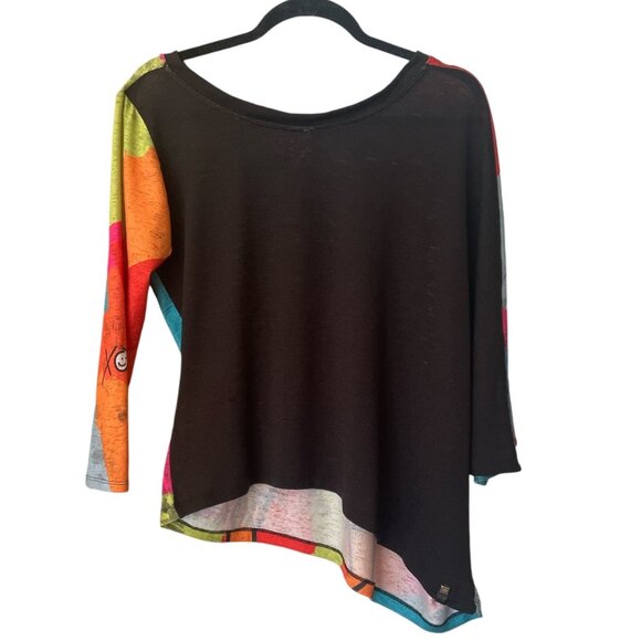 Volt Design Womens Asymmetric Colorful Graphic Wearable Art Sweater Size 2 - Picture 4 of 8